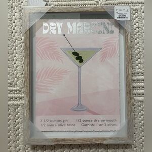 Aesthetic Martini Wall Decor with Wooden Frame